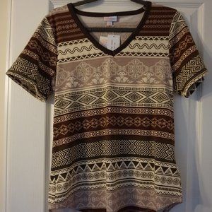 NEW LuLaRoe IRIS Aztec Floral T-Shirt Short Sleeve Blouse Women's X-Small